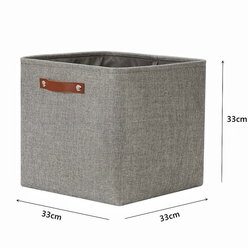 33cm Canvas Storage Cube Box Fabric Storage Basket 3 Pack