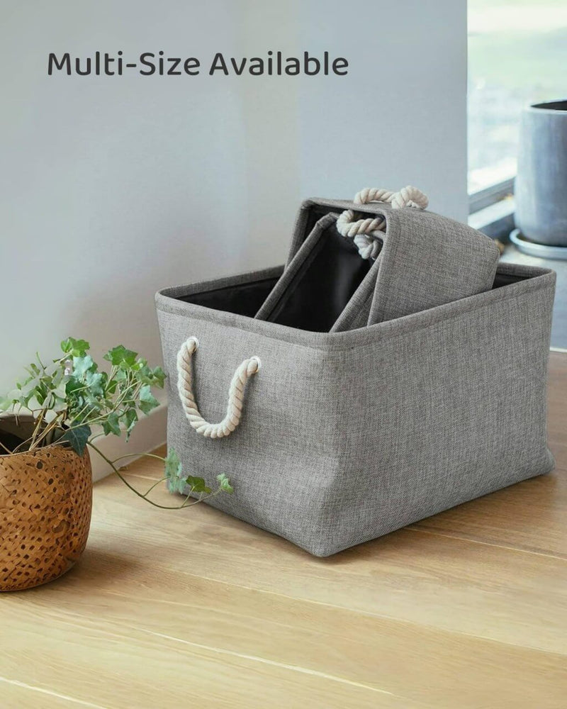 Grey Storage Baskets with rope handles