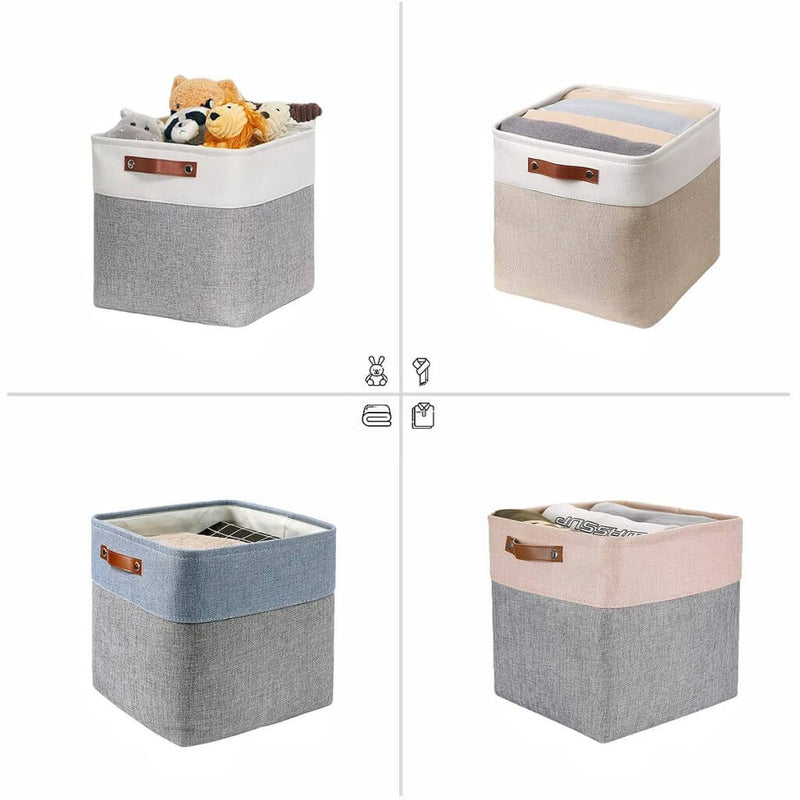 Storage Cubes Boxes 33cm with Leather Handles (33 * 33 * 33cm)