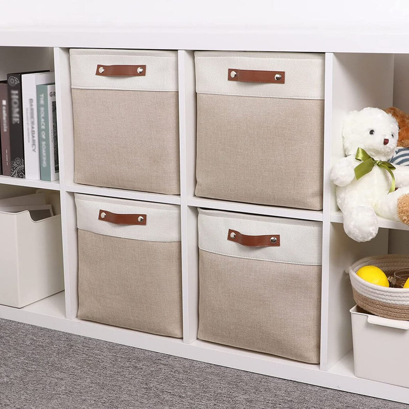 Storage Cubes Boxes 33cm with Leather Handles (33 * 33 * 33cm)