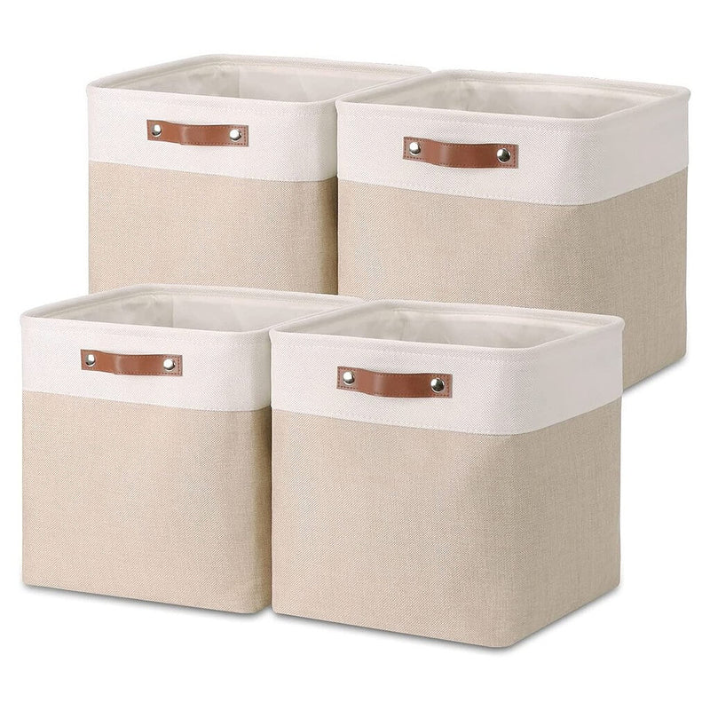 Storage Cubes Boxes 33cm with Leather Handles (33 * 33 * 33cm)