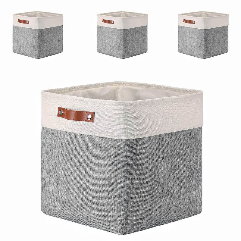 Storage Cubes Boxes 33cm with Leather Handles (33 * 33 * 33cm)