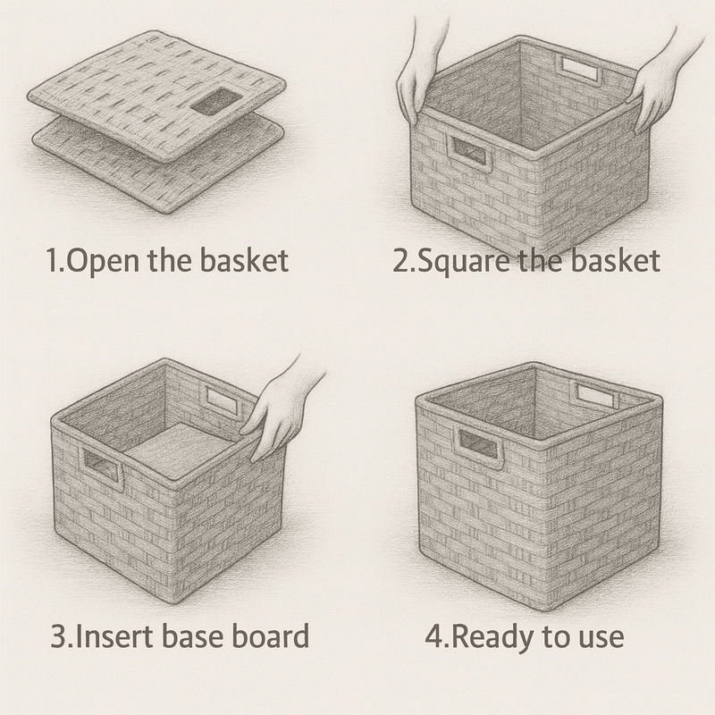 28cm Rattan Effect Storage Cube Boxes Espresso