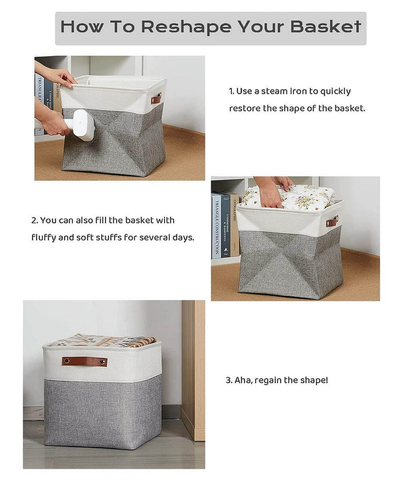 Storage Cubes Boxes 33cm with Leather Handles (33 * 33 * 33cm)