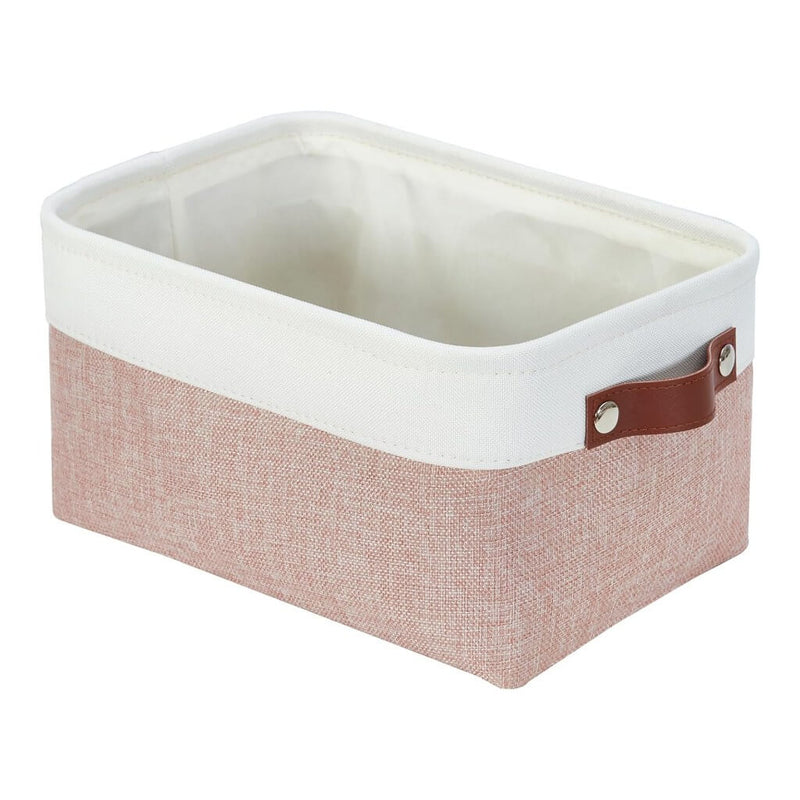 Pink White Rectangular Fabric Storage Boxes for Wardrobe, Shelves & Cupboards