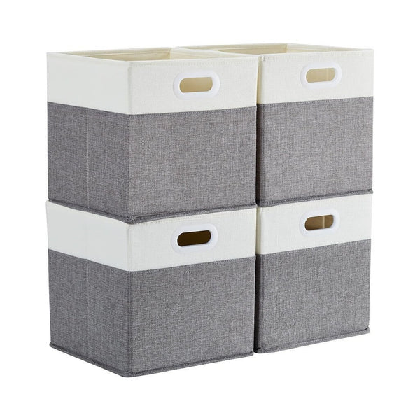 Elegant Foldable Storage Cube Boxes – 30x30x30 cm, Set of 4 – Premium Fabric Organizers for Home, Shelves & Wardrobes