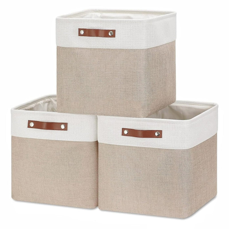 Storage Cubes 12x12 Fabric Storage Bins 4 Pack Storage Baskets with  Handles, Foldable Storage Cubes Box for Closet, Shelf, Nursery, Cloth Boxes  for Storage Cubes Bin (Beige) 