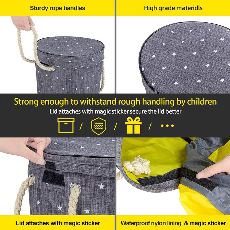 2-in-1 Toy Storage Bag and Play Mat - Grey Star - Mangata