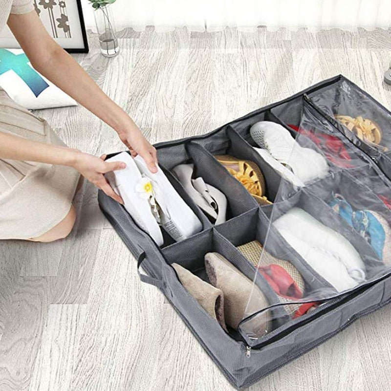 2 Pack UnderBed Shoe Storage Bags Solutions Organizer with Zips, Fits 24 Pairs - Mangata