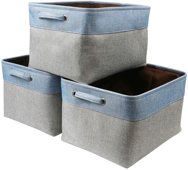 3 Pcs/Pack Collapsible Storage Basket Blue/Grey - Mangata