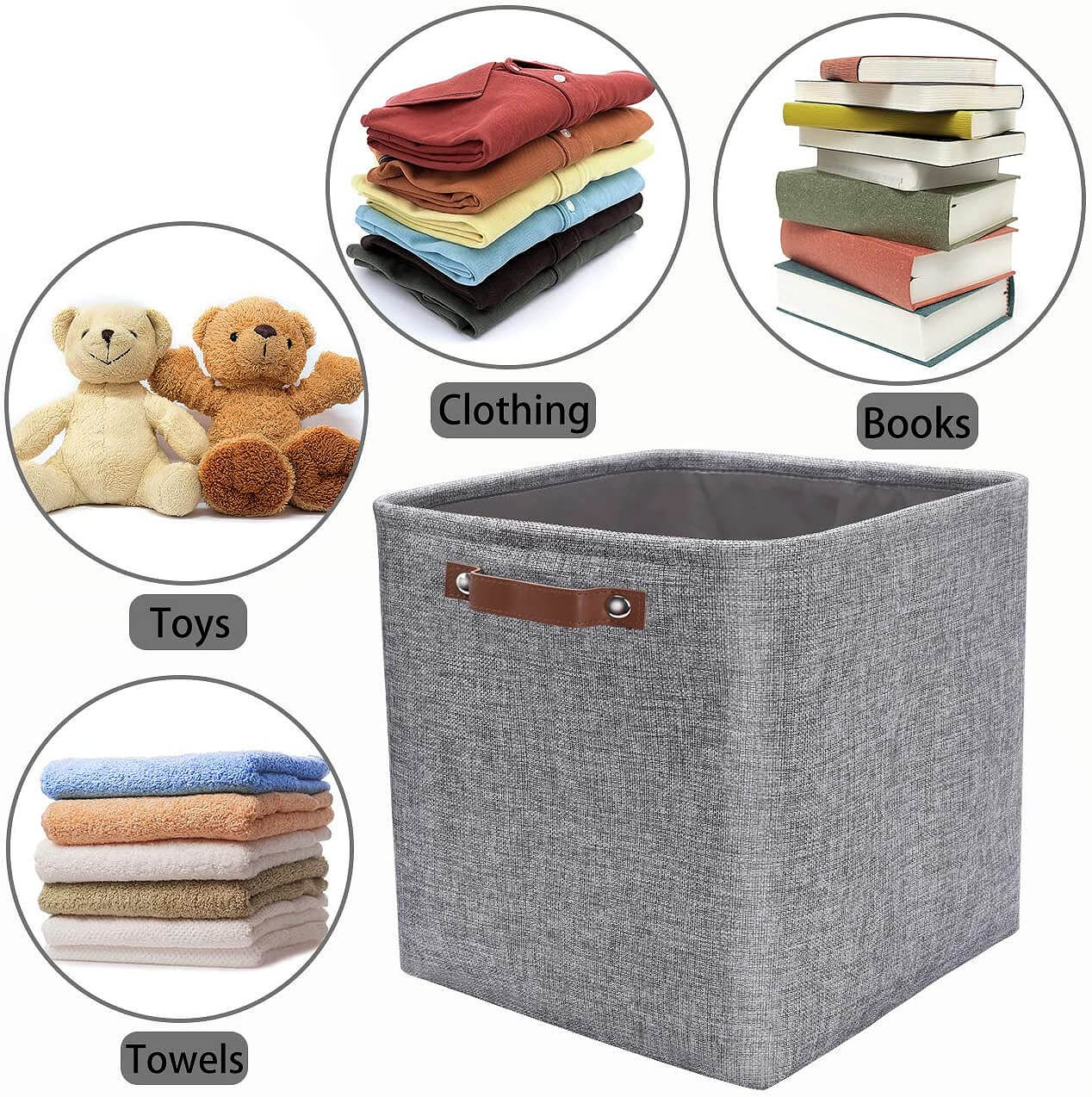 Storage Boxes Cube | 30cm Grey Fabric Storage Baskets for Toys Nursery ...