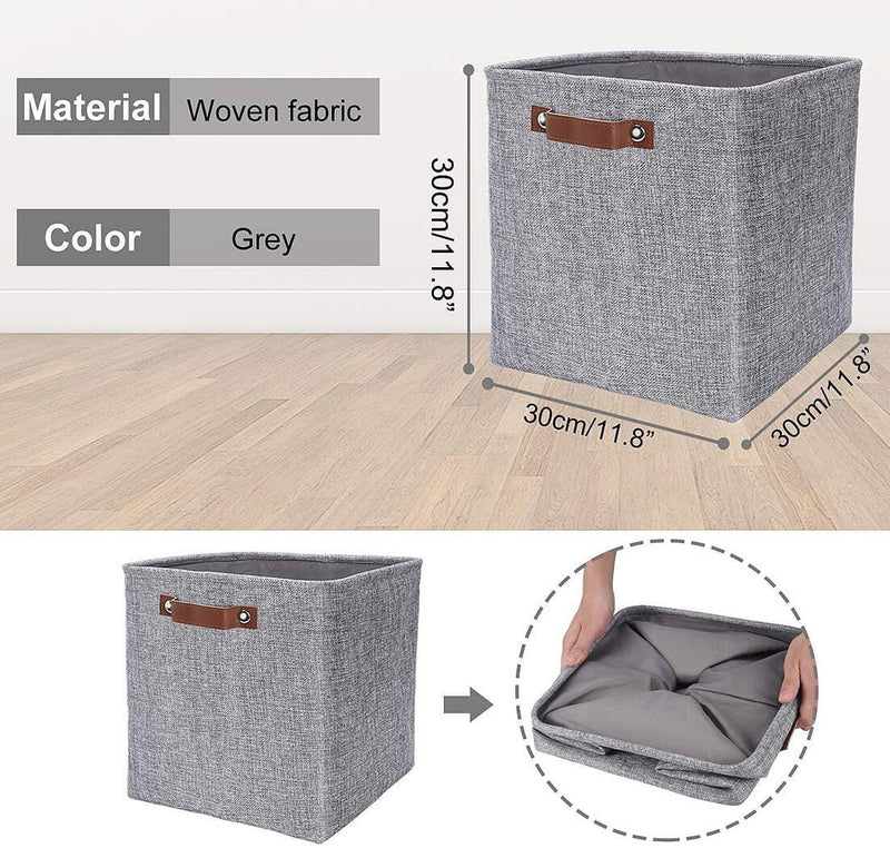Storage Boxes Cube | 30cm Grey Fabric Storage Baskets for Toys Nursery ...