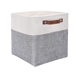30cm Weiß Grau Cube Aufbewahrungsboxen mit Ledergriff für Kinderzimmer - Mangata
