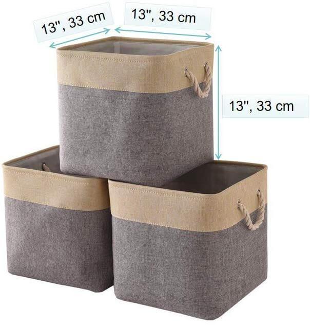 33cm Canvas Storage Cube Box Fabric Storage Basket 3 Pack - Mangata
