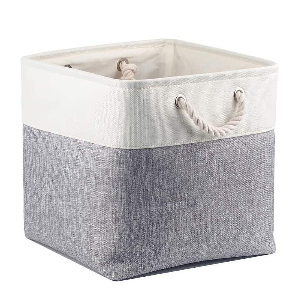 Cube Storage Fabric Basket Foldable Storage Boxes for Shelves Grey