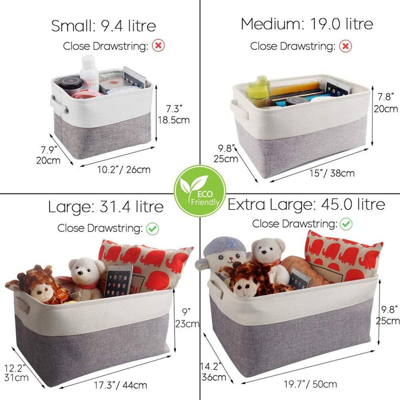6 Pack White Grey Fabric Boxes for Cupboards - Mangata