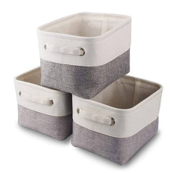 Canvas Storage Box with Handles & Drawstring Set of 3