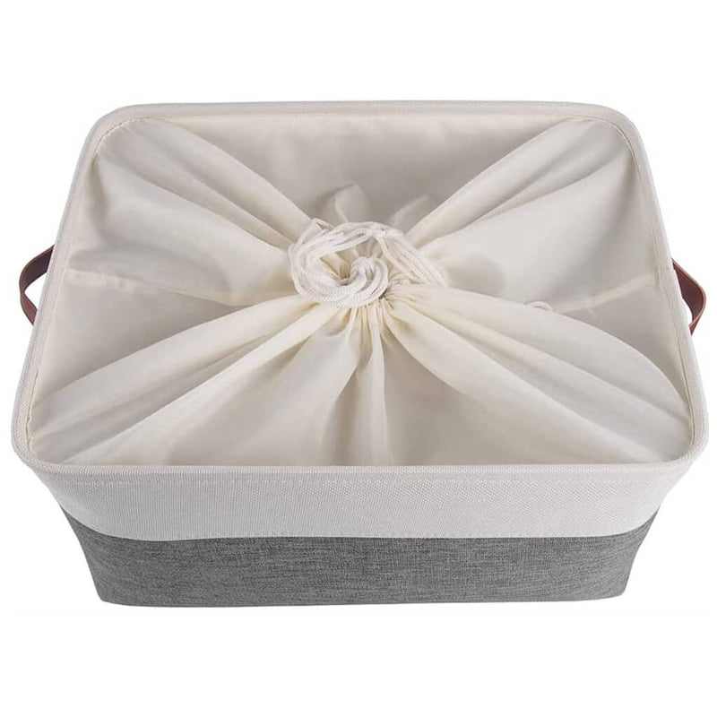 Collapsible Storage Baskets white grey with lid