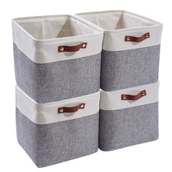 Cube Aufbewahrungsbox 4er-Set, Stoffaufbewahrungskorb, 30x30x30, Grau & Weiß