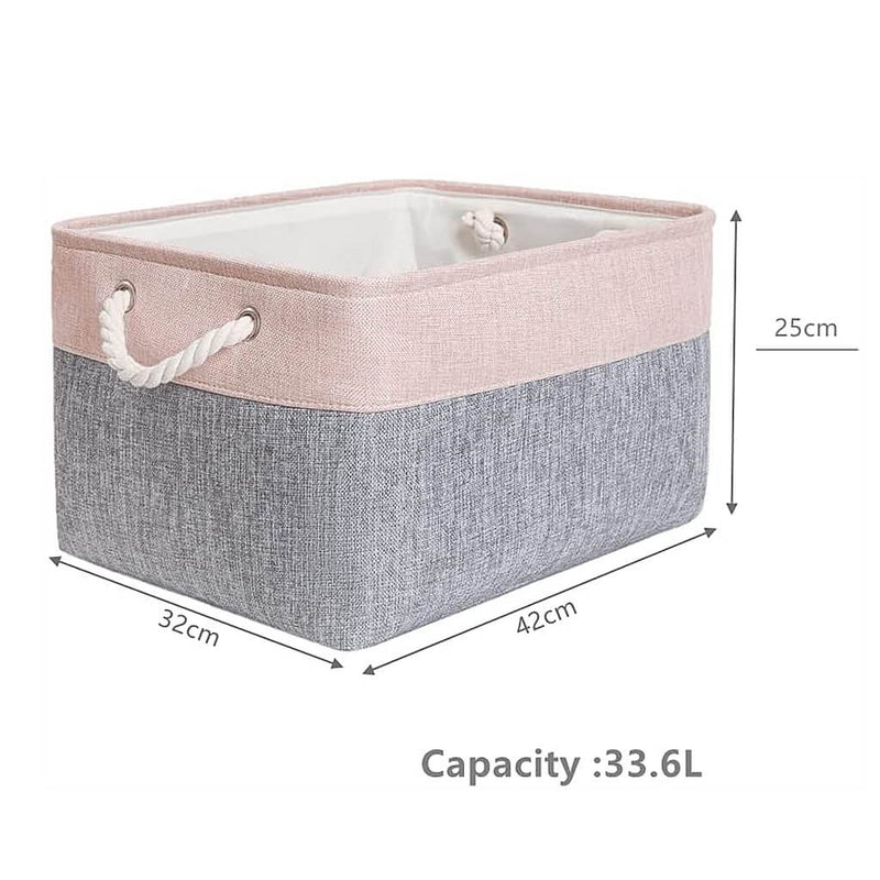 Large Fabric Storage Baskets pink and grey