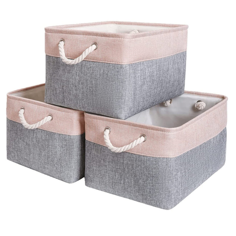 Set of 3 Foldable Canvas Storage Boxes