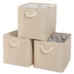 33x38x33cm Beige Canvas Fabric Kallax Insert Boxes Set