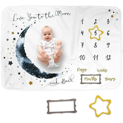 Baby Monatliche Meilenstein Decke Junge und Mädchen, Bestes Duschgeschenk, Mond und Stern - Mangata