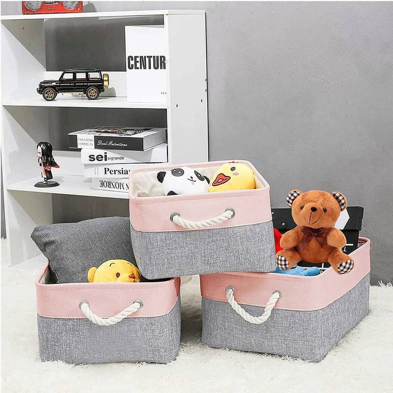 baby storage basket pink grey