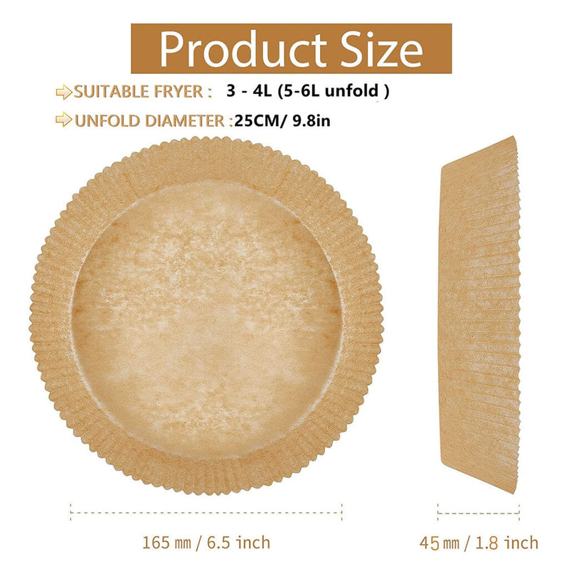 Air Fryer Parchment Paper Liners: 100 Pcs - 9 Inch, White - Non-Stick