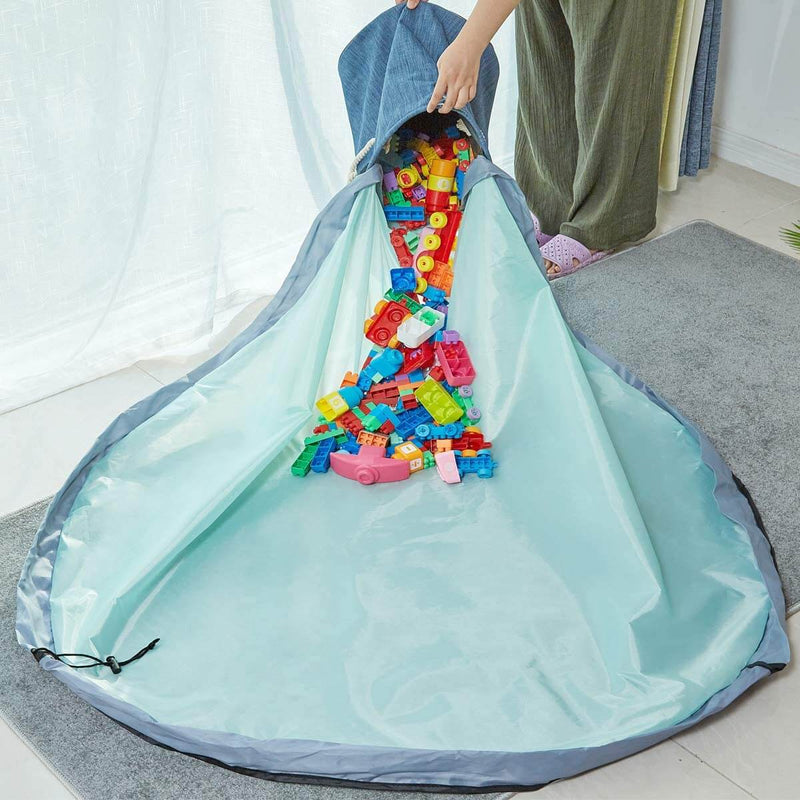 Collapsible Toy Storage Bag and Play Mat 2-in-1 Blue - Mangata