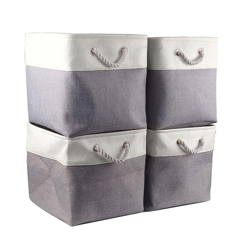 28cm Square Storage Boxes Grey White Mangata