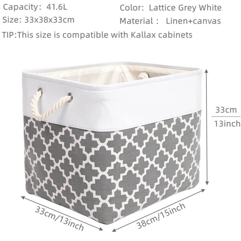 fabric cube storage unit 33x38x33cm Lattice Grey White
