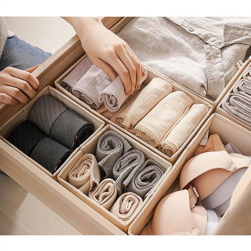 Wardrobe Clothes Organiser,Drawer Organisers Underwear Storage Box Bra  Panties Socks Ties Compartment Storage Box Clothes Drawer Organisers  Divider Wardrobe Organiser Boxes for Home (Color : Khaki, : : Home