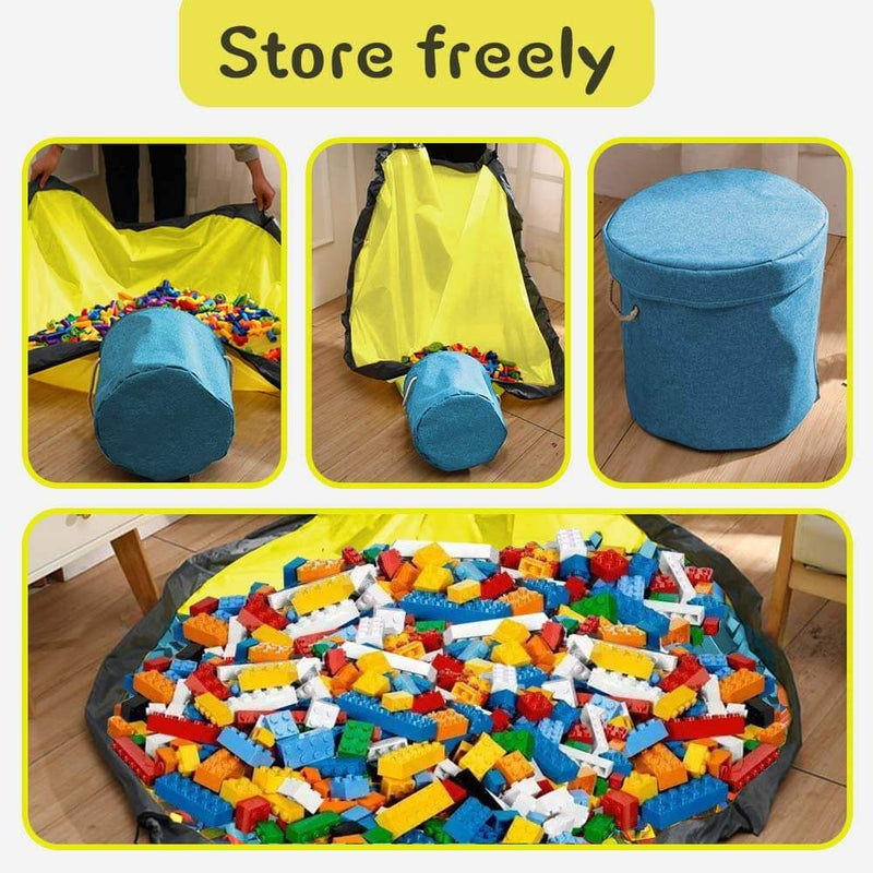 Foldable Portable Toy Storage Bag & Floor Play Mat Bag SkyBlue - Mangata