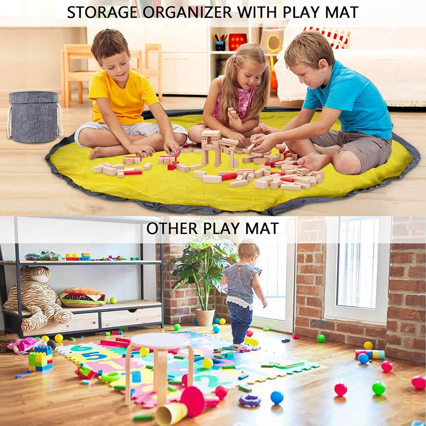 Toy Box Toy Storage Basket And Playmat - Large Toy Blanket Storage Mat ...