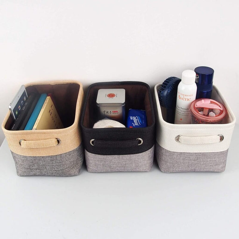 Canvas Storage Box with Handles & Drawstring Set of 3