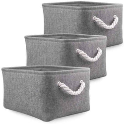 Large Grey Collapsible Storage Boxes for Linens, Towels, Toys, Clothes, 16.1 x 12.2 x 7.9 Inches 3-Pack - Mangata