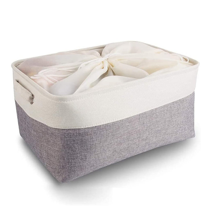 SAKUYV Collapsible Square Canvas Storage Bin With Handles - 13" X 13" X 13" - Toy, Laundry, Or Nursery Organizer
