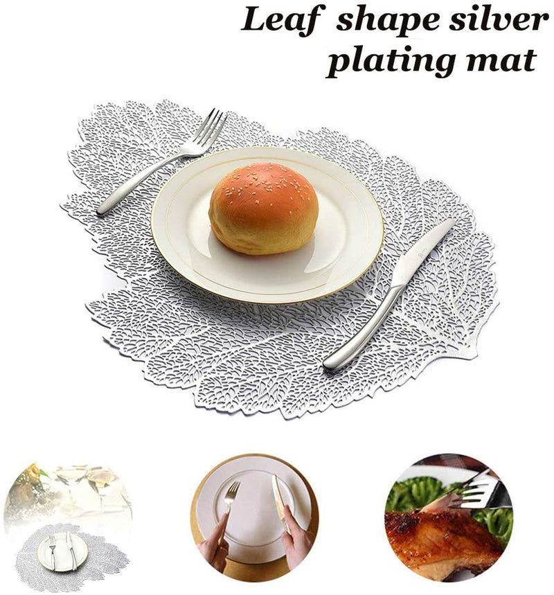 Leaf Vinyl Table Mats and Coasters Set (Gold/Silver) - Mangata