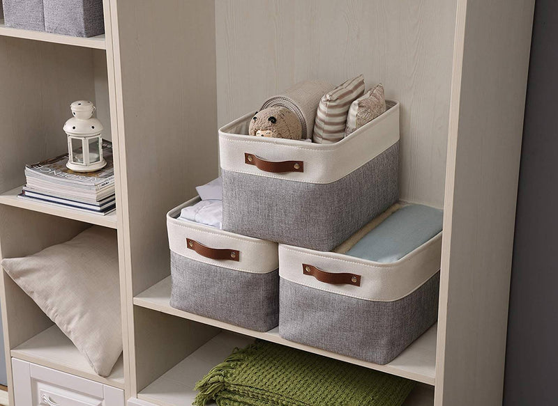 Mangata Foldable Storage Baskets Set, Wardrobe Organisers, Large Fabric Storage Boxes for Clothes, Toys, Linens (16.5" x 12.6" x 9.8") - Mangata