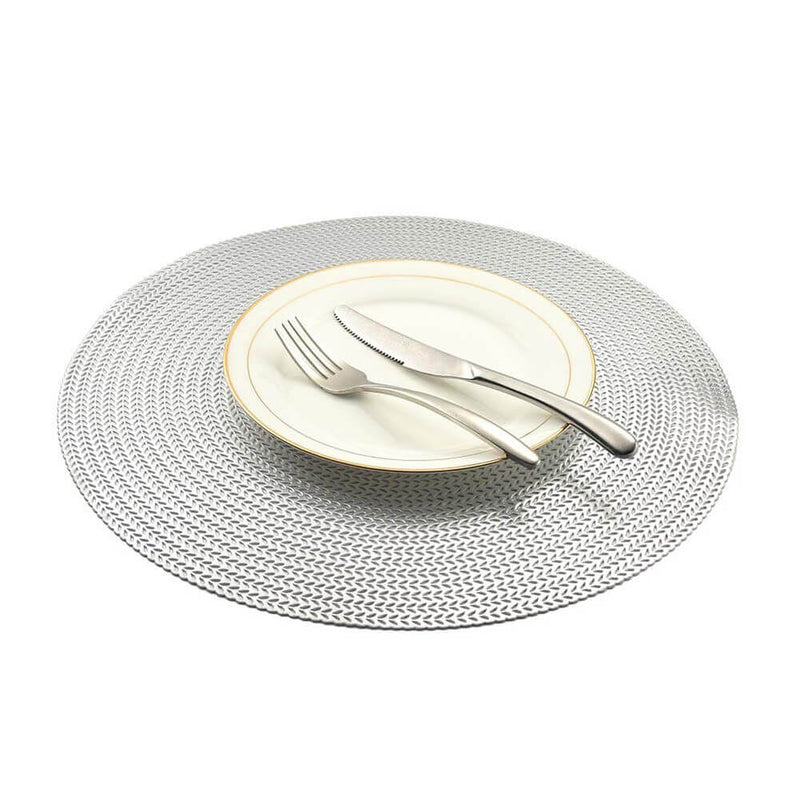 MANGATA Gold Placemats and Coaster Sets, Round PVC Placemat Washable Hollow Table Mats Set for Kitchen Dining Table - Mangata