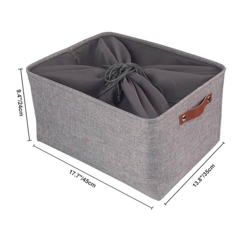 Mangata Set of 3 Storage Boxes with Drawstring, Extra Large(3 PACK, Grey) - Mangata