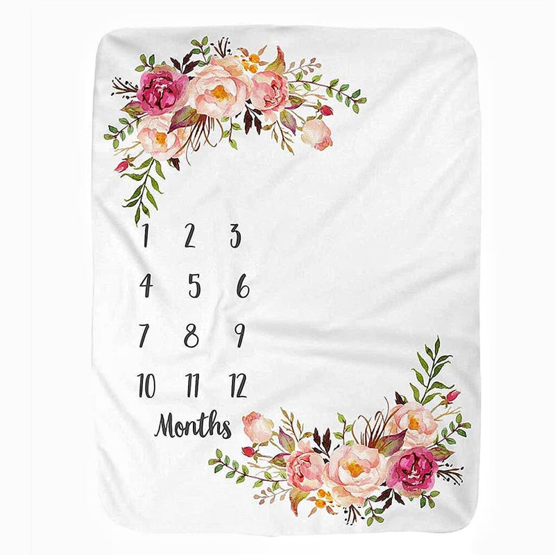 Milestone Blanket Floral Monthly Blanket Personalized Baby Shower Gifts - Mangata