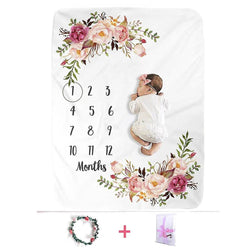 Milestone Blanket Floral Monthly Blanket Personalized Baby Shower Gifts - Mangata