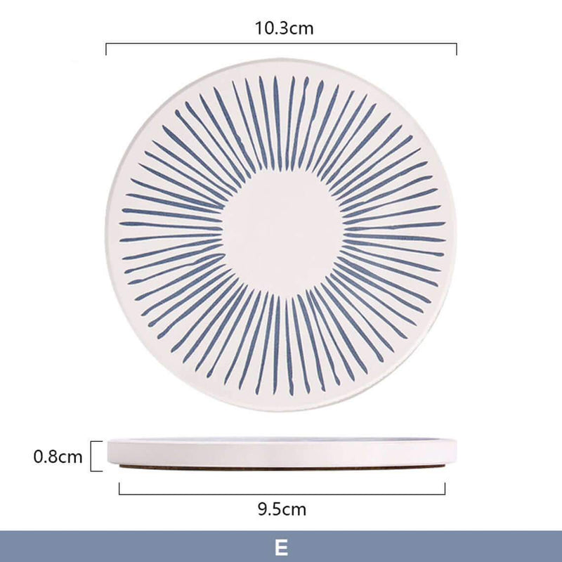 Non slip Absorbent Ceramic Coasters for Mugs, Cups Set of 6 - Mangata