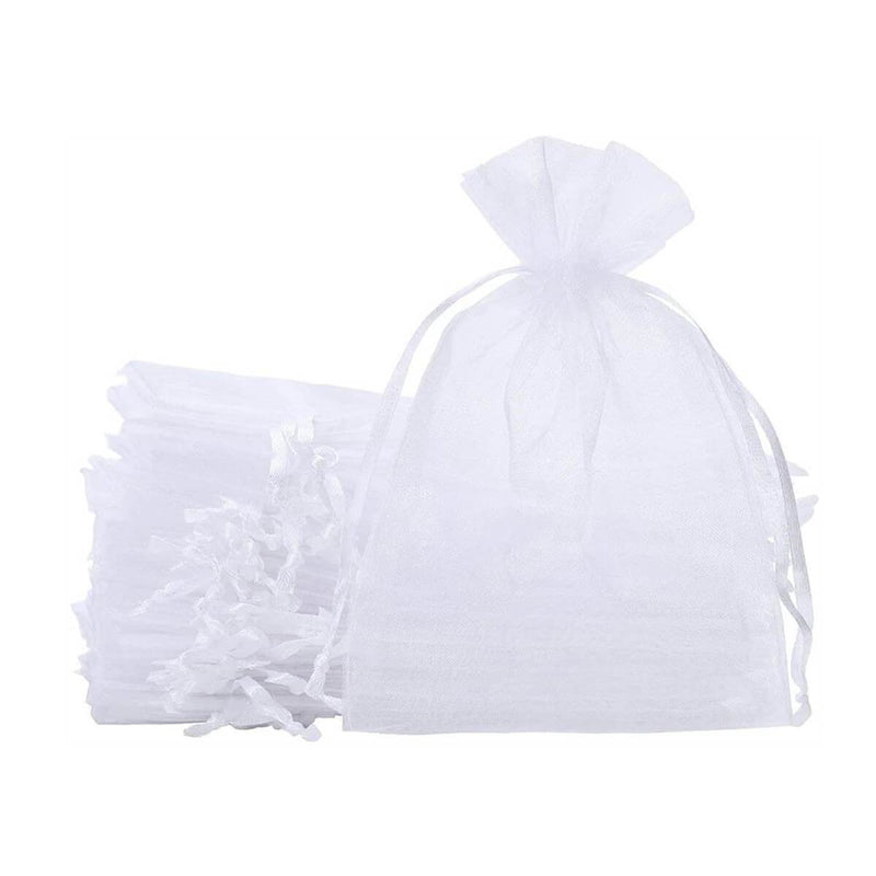 Organza Gift Bags, 20 x 30 cm/7.9 x 11.8 Inches Pack of 10 (White) - Mangata