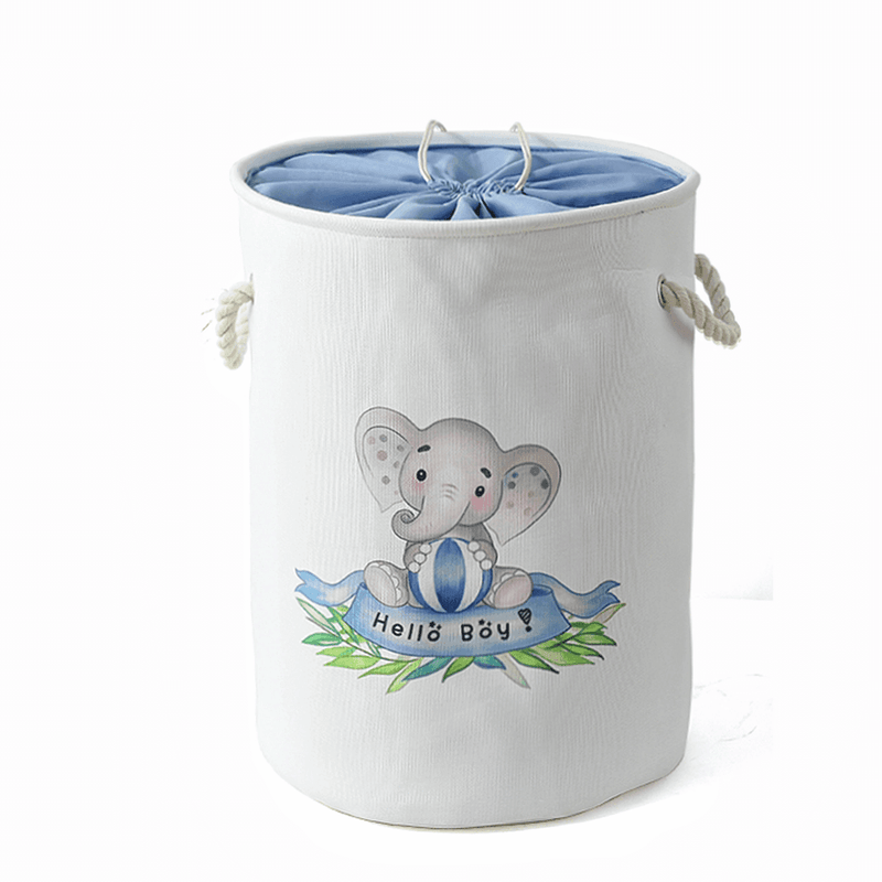 Round Waterproof Elephant Laundry Basket Pink/Blue - Mangata