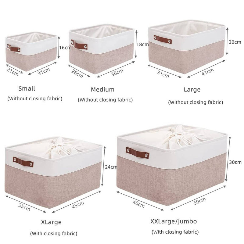 size for Collapsible storage boxes white khaki mangata