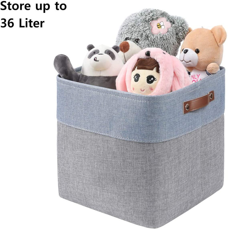 Storage Cube Boxes, Fabric Storage Baskets 33cm Set of 4 for Closet, Shelves, Nursery (Grey&Blue, 4 PACK) - Mangata