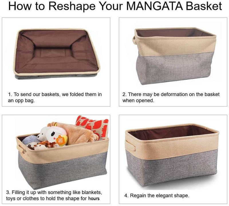 Two-Tone Basket with Rope Handle（Grey White） - Mangata